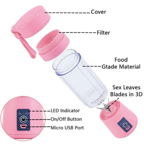 380ml Mini Electric Portable Juicer Cup Handheld Smoothie Juice Rechargeable Fruit Milkshake Mixer Machine Maker Blender Stirrin