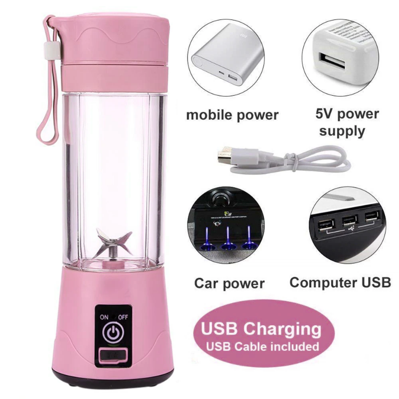 380ml Mini Electric Portable Juicer Cup Handheld Smoothie Juice Rechargeable Fruit Milkshake Mixer Machine Maker Blender Stirrin